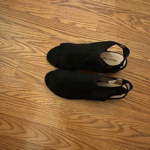 Black Net sling back shoes